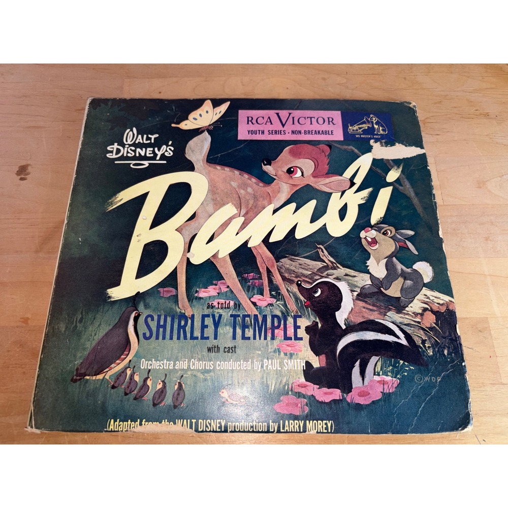 Vintage 1940s Walt Disney's Bambi RCA Victor Vinyl Records Shirley Temple